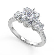 Kaylee 3 Stone French Pave Princess Cut Diamond Engagement Ring - Nivetta